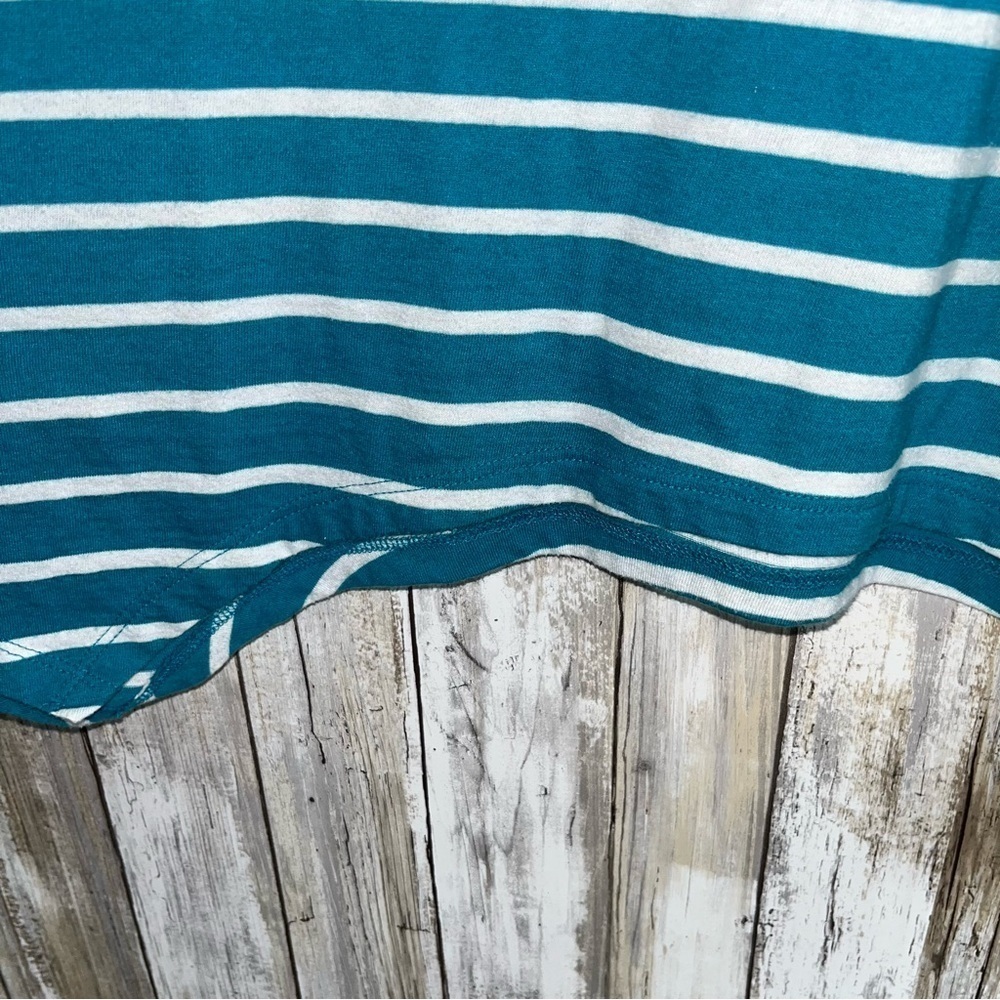 Lane Bryant Blue Stripe Open Shoulder Blouse - Picture 2 of 6